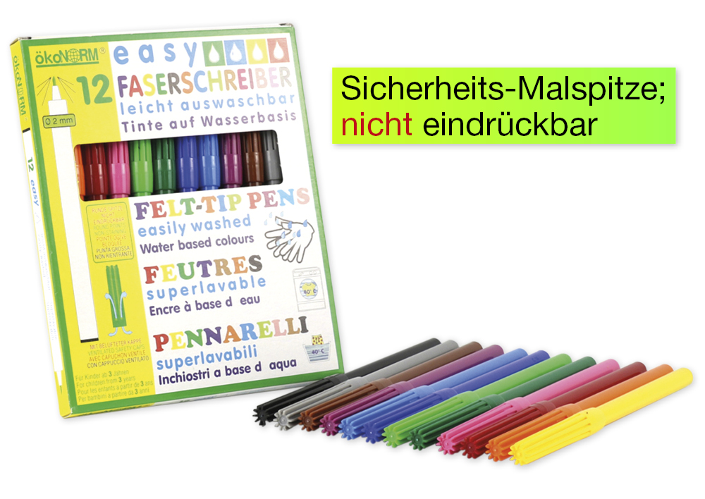 easy Faserschreiber 2 mm, 12 Farben | Fasermaler | Paint | Art ...