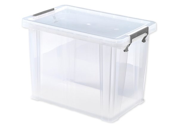 Kunststoff-Box stapelbar, transparent, 18,5 Liter, Aufbewahrung & Ordnung, Bürobedarf, Kindergarten